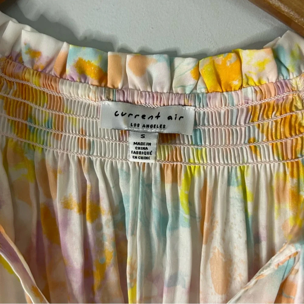 Current Air Anthropologie Pastel Watercolor Printed V-Neck Blouse - Picture 2 of 6